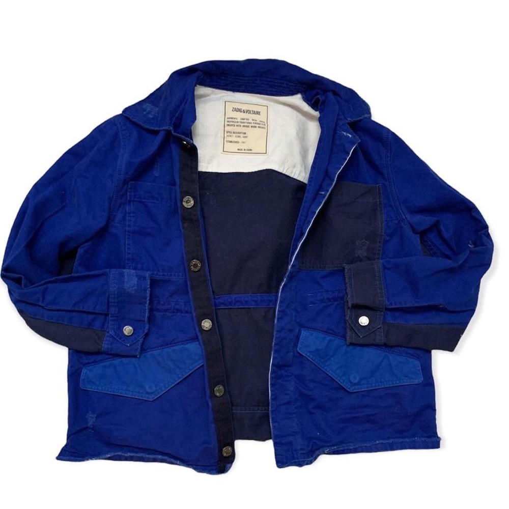 Zadig & Voltaire Kimi Grunge Jacket Blue Patchwork